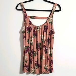 LOFT Outlet Pretty Mauve Floral Flowy Tank- Size L